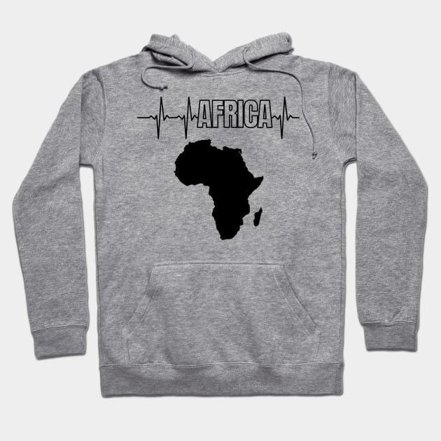 Africa Heartbeat, Continent of Africa Hoodie by UrbanLifeApparel